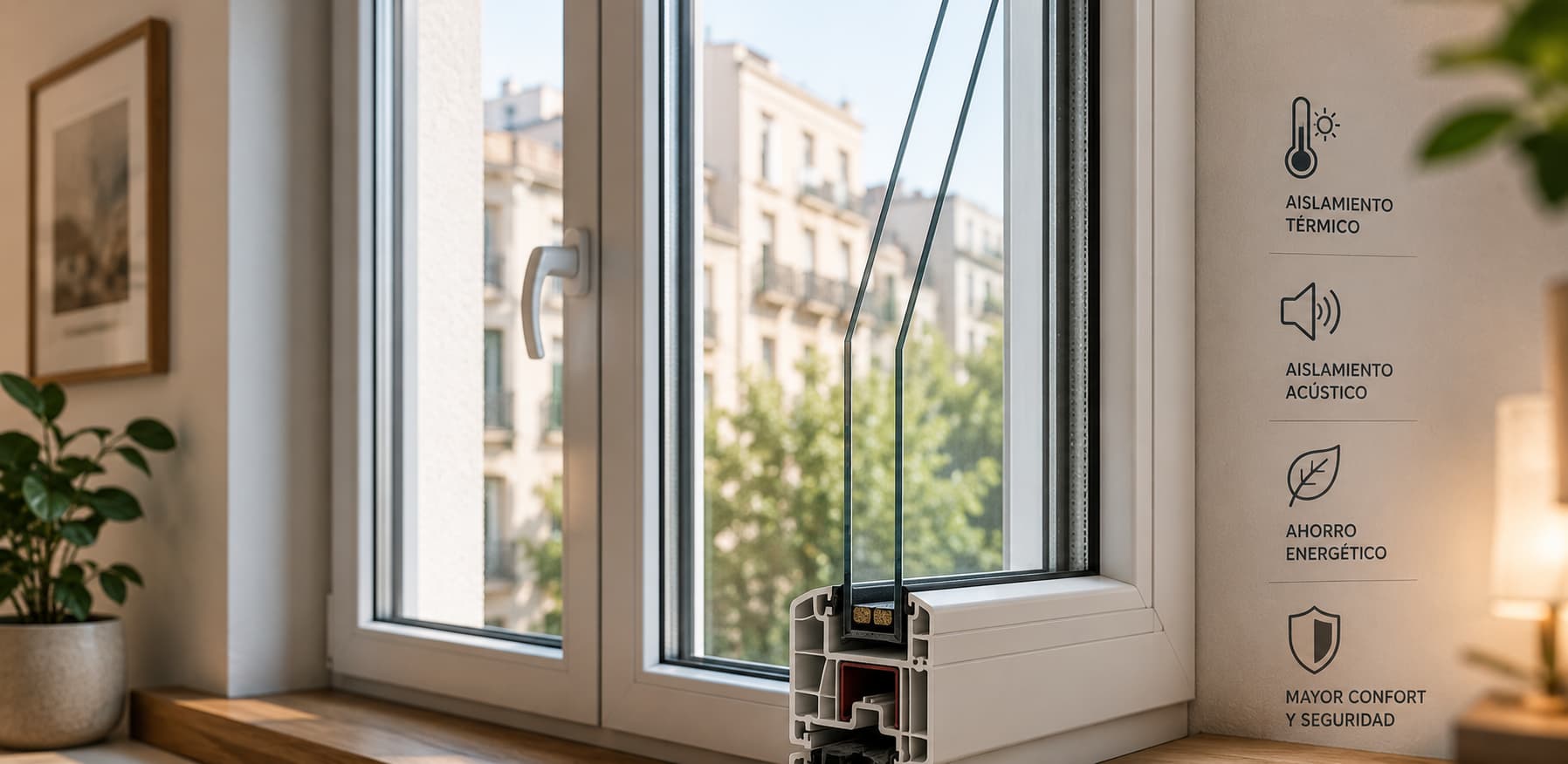 ventana de doble acristalamiento detallada