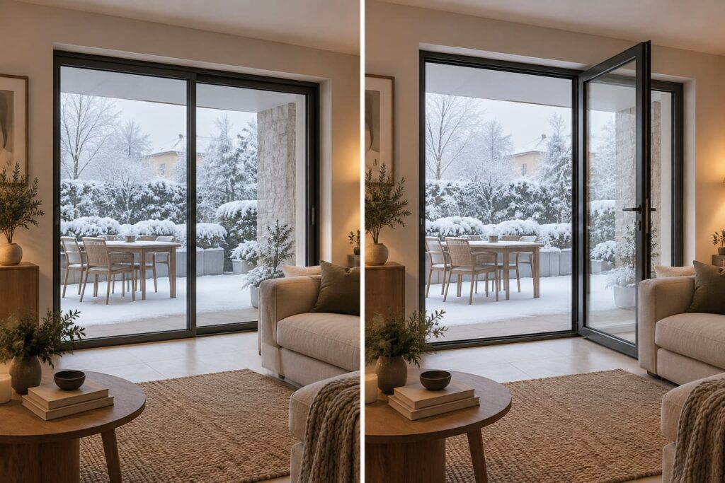 ¿Cuál aísla mejor entre puertas abatibles o correderas?